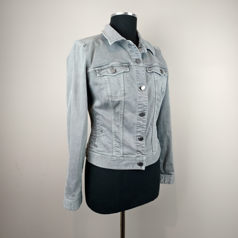 Liverpool Jeans Company Women S Grey Denim Jacket Y2K Casual Streetwear Wash
